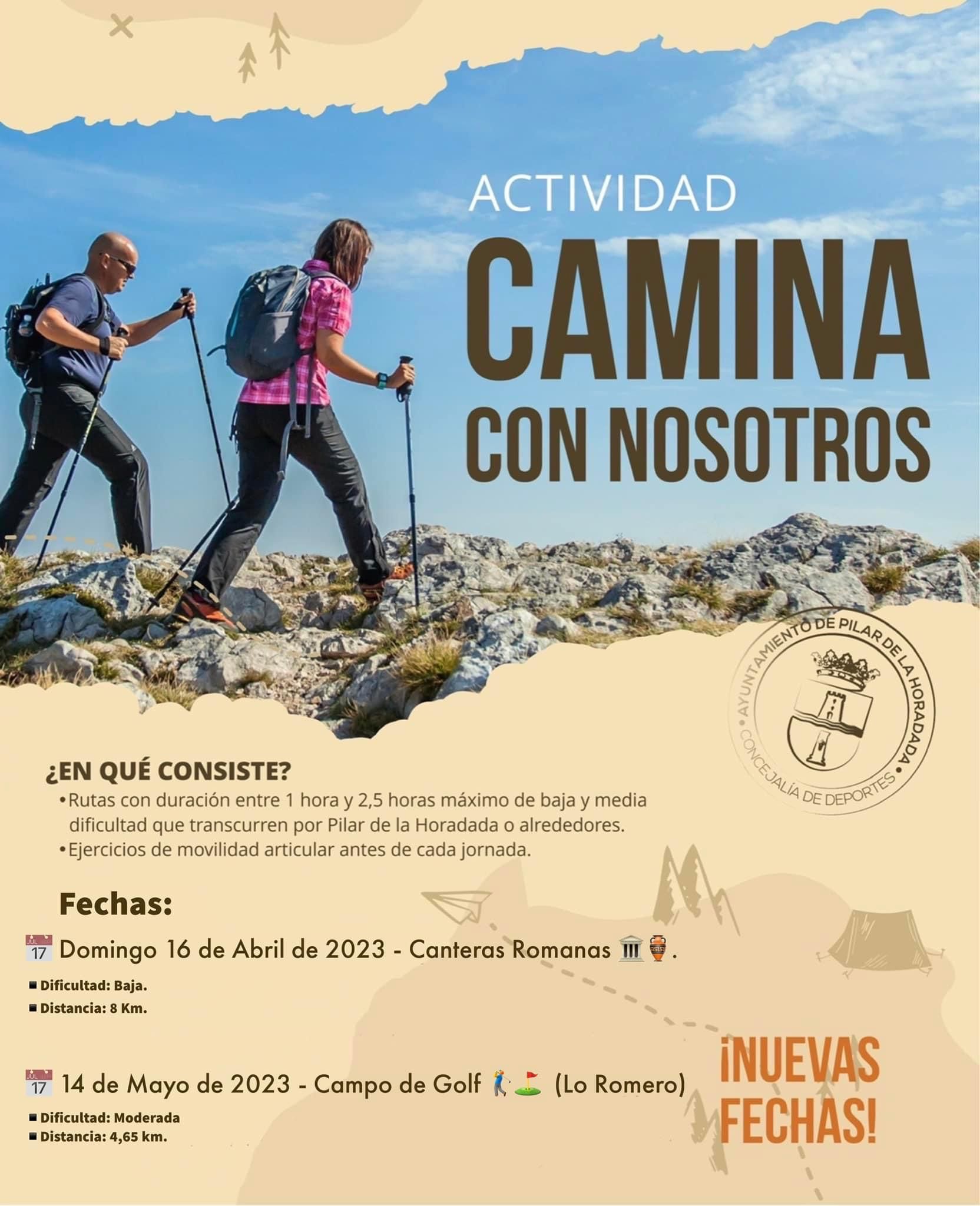 Cartel Camina con nosotros abril y mayo 2023