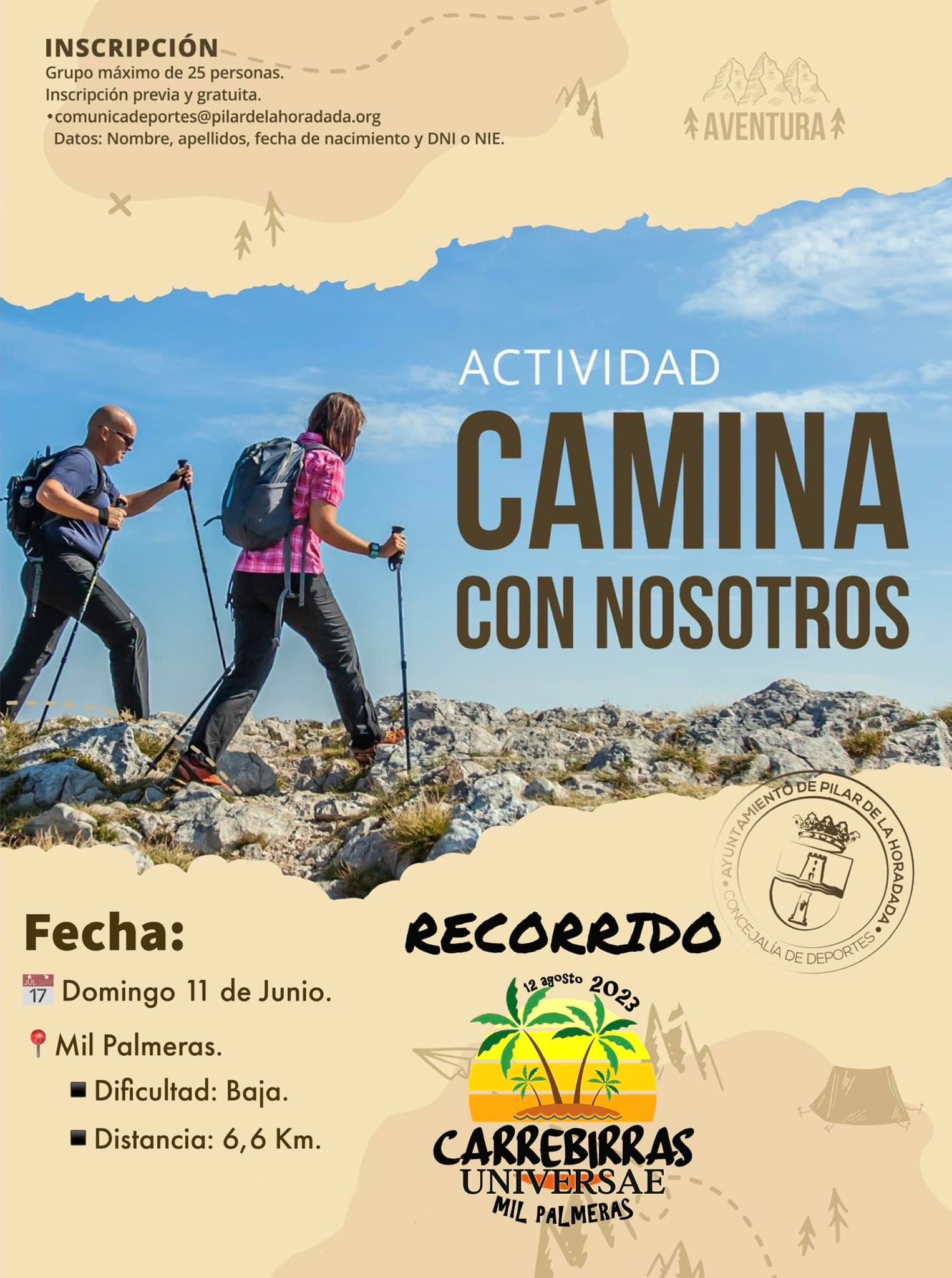 Cartel CARRERA: CARREBIRRAS UNIVERSAE MIL PALMERAS, PILAR DE LA HORADADA