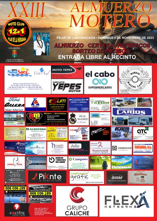 XXIII Cartel almuerzo motero Pilar de la Horadada
