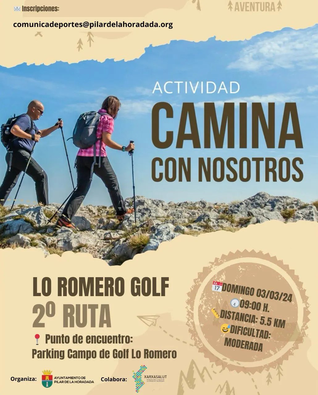 Cartel camina con nosotros Lo Romero Golf