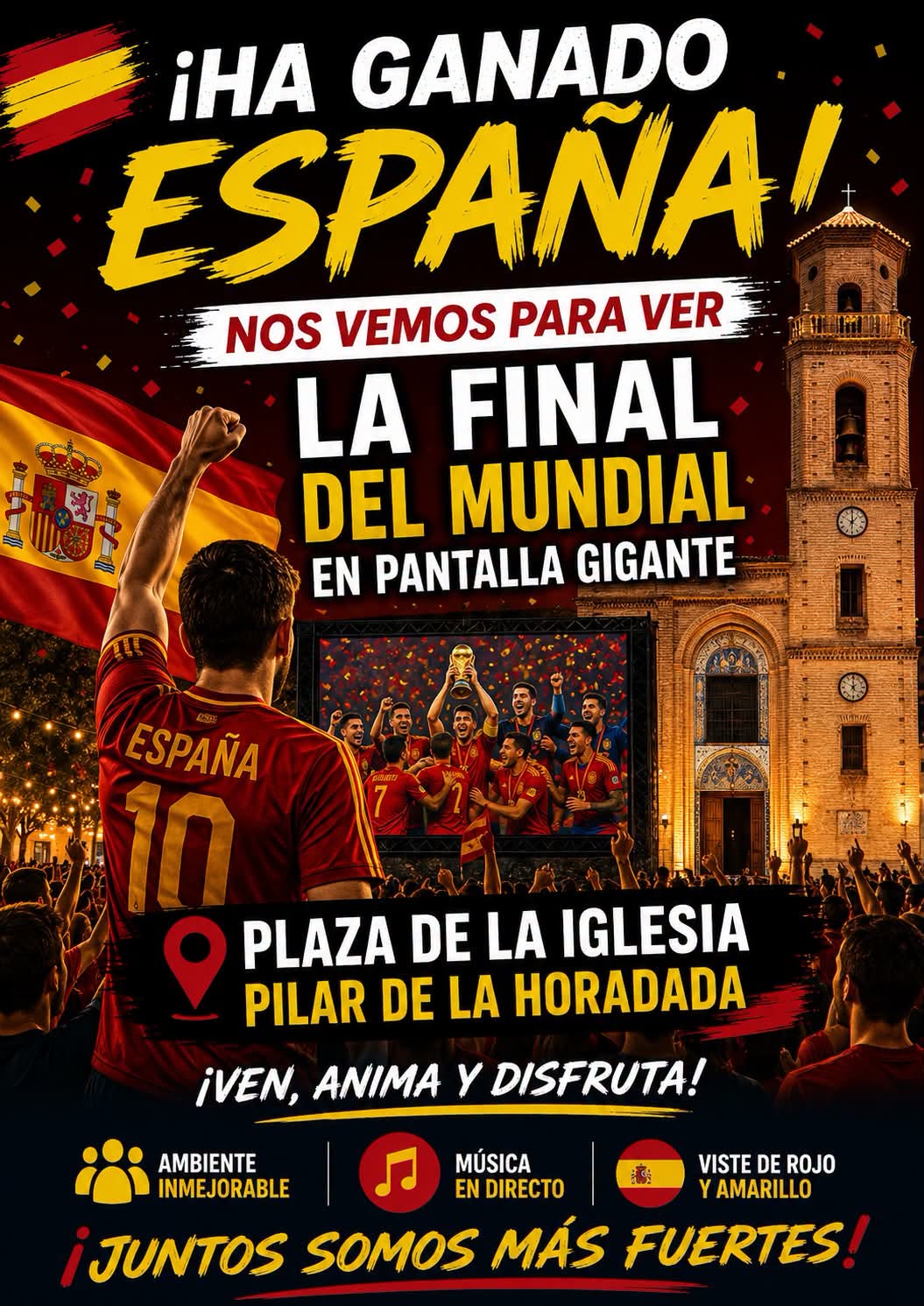 cartel pantalla gigante la final del mundial