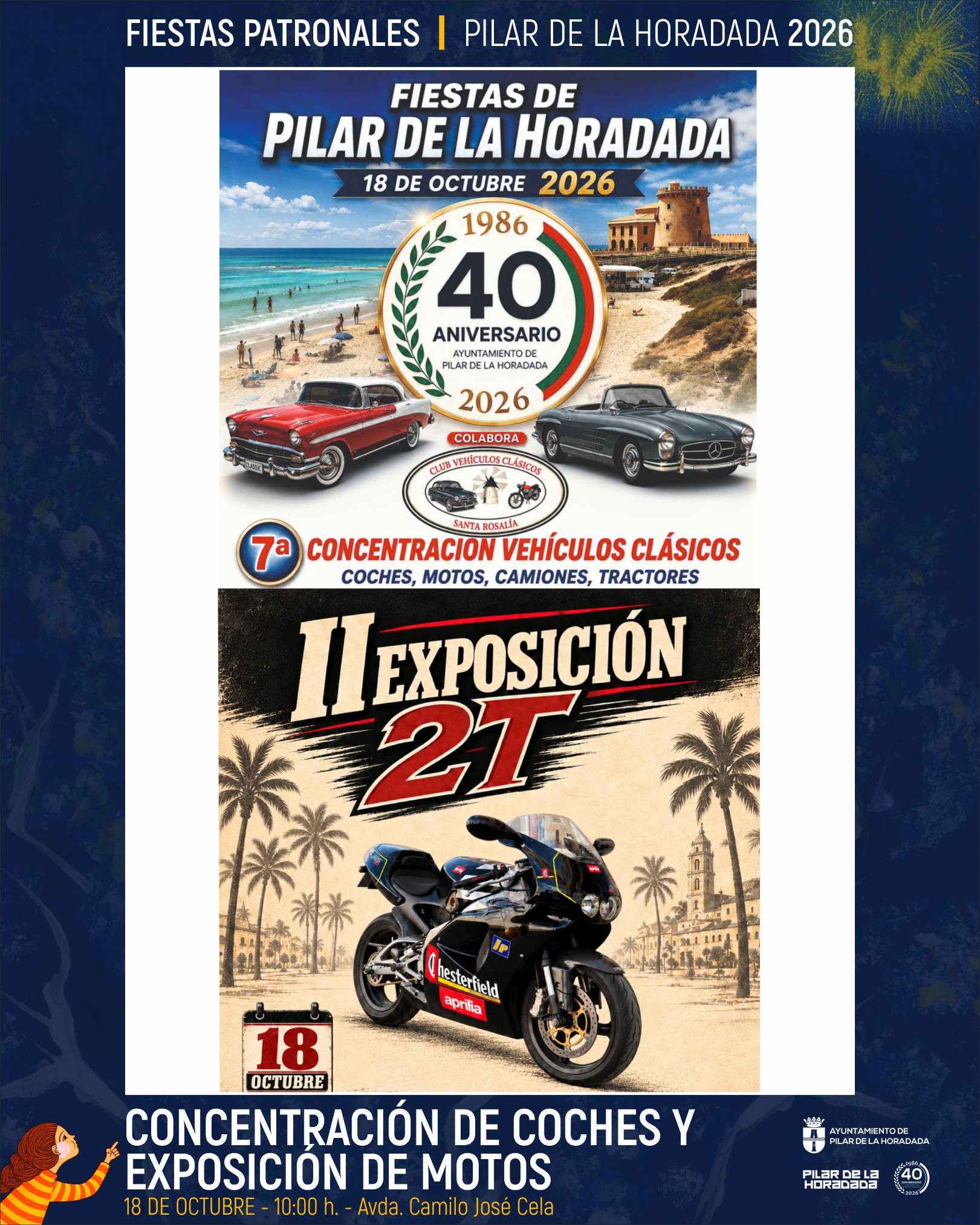 CONCENTRACIÓN DE COCHES, MOTOS, CAMIONES Y TRACTORES CLÁSICOS. EXPOSICIÓN DE MOTOS DEL CLUB APRILIA RACE