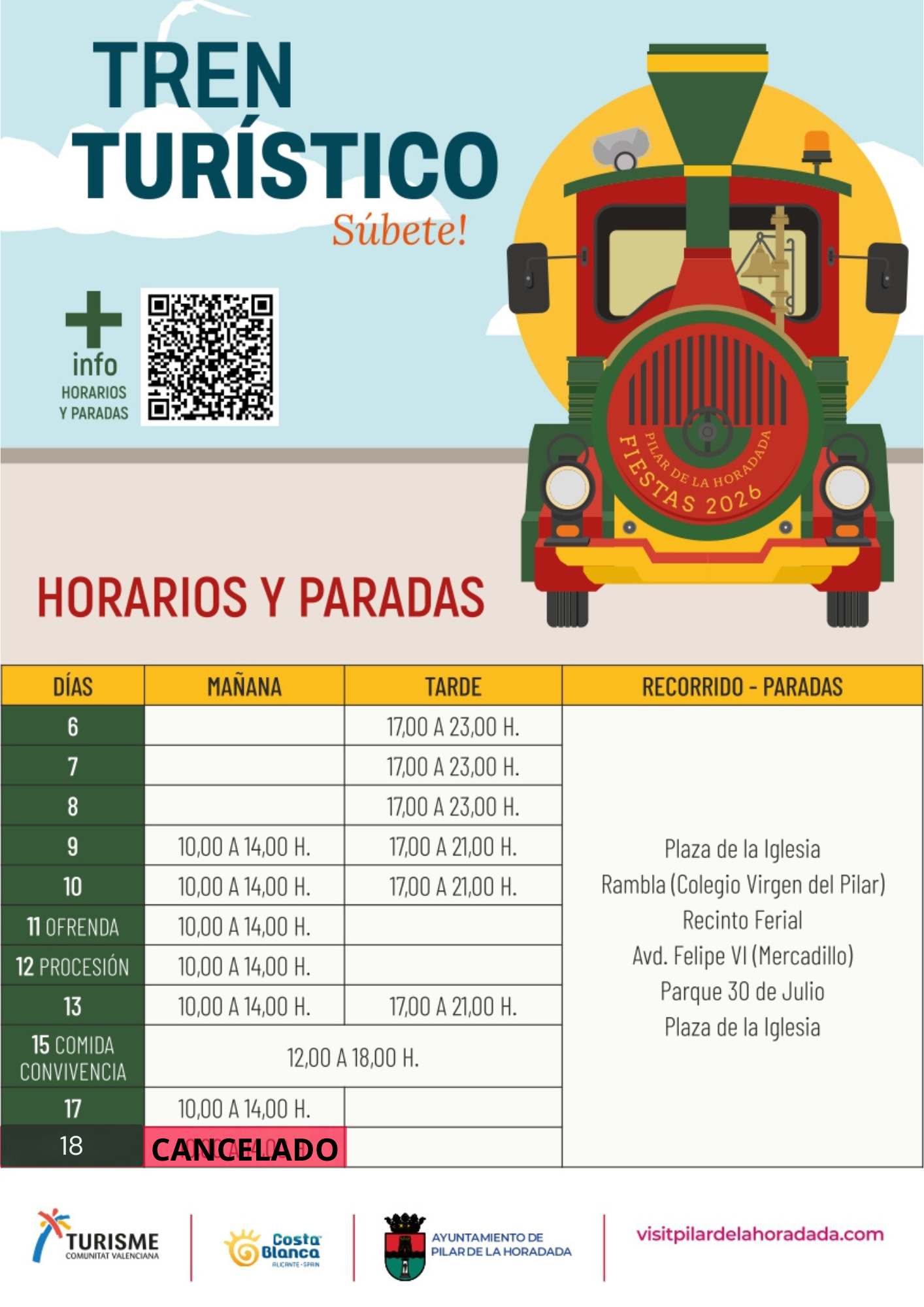 TREN TURÍSTICO FIESTAS PATRONALES PILAR DE LA HORADADA